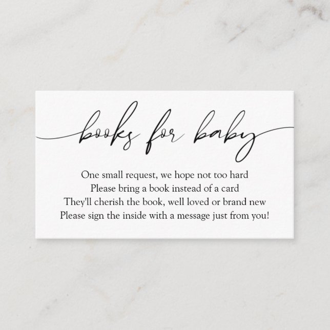 Modern Calligraphy Books for Baby Request Enclosure Card (Front)