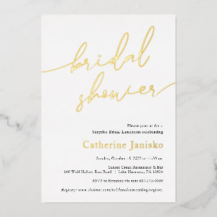 Modern Calligraphy Bridal Shower Foil Invitation