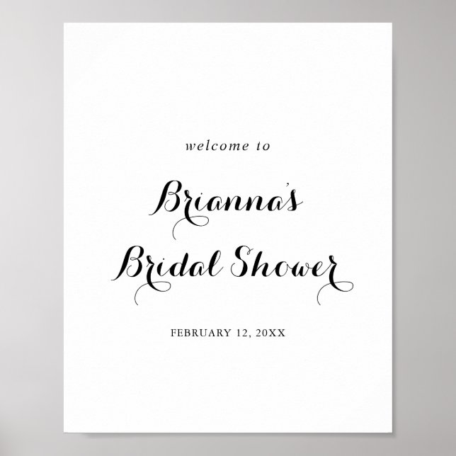 Modern Calligraphy Bridal Shower Welcome Poster (Front)