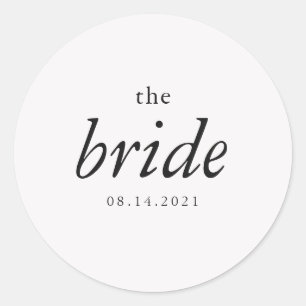 Modern Calligraphy Bride Black and White Wedding Classic Round Sticker