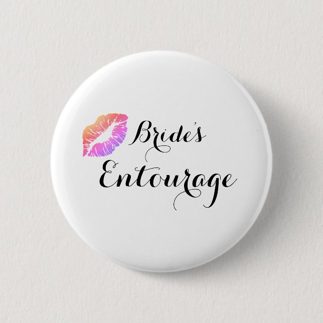 Modern Calligraphy Brides Entourage 2 Inch Round Button (Front)