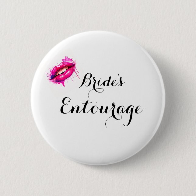 Modern Calligraphy Brides Entourage 2 Inch Round Button (Front)
