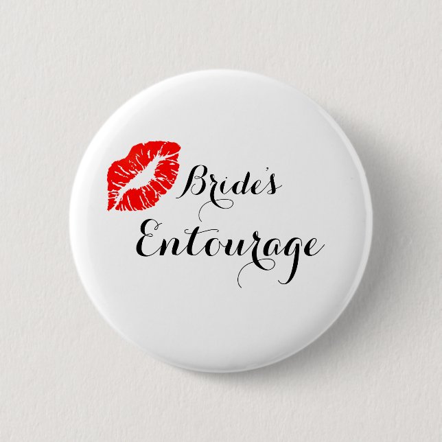 Modern Calligraphy Brides Entourage 2 Inch Round Button (Front)
