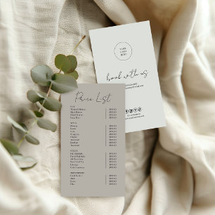 Modern Calligraphy Business Price List Services Card