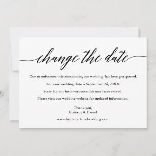Modern Calligraphy Change The Date New Date Card