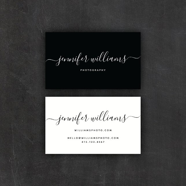 Modern Calligraphy Chic Black Photography | Business Card (Creator Uploaded)
