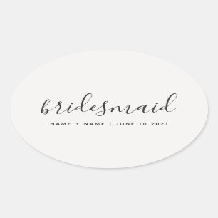 Modern Calligraphy Chic Bridesmaid Wedding Oval Sticker