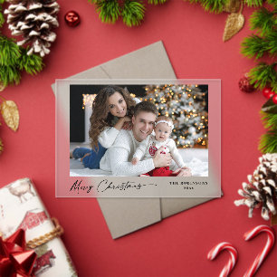 Modern Calligraphy Christmas Holiday Photo Frosted Acrylic Invitations