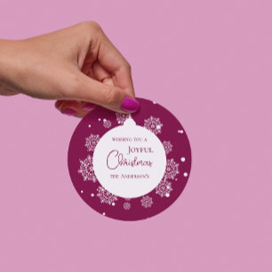 Modern Calligraphy Christmas ornament Bold Magenta Classic Round Sticker