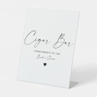 Modern Calligraphy Cigar Bar Wedding Pedestal Sign