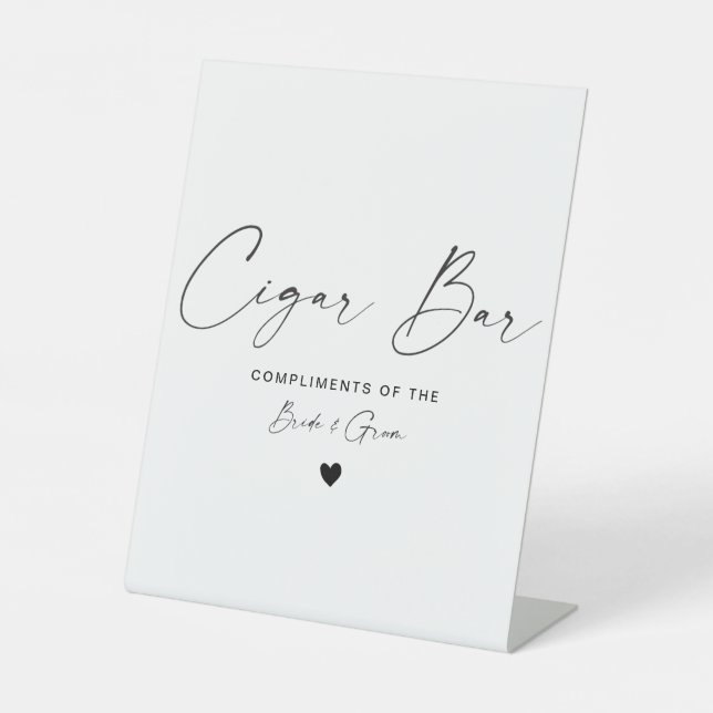 Modern Calligraphy Cigar Bar Wedding Pedestal Sign (Front)