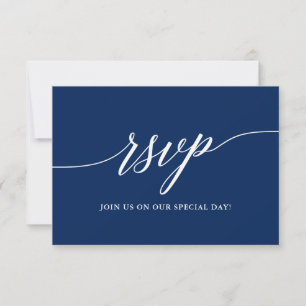 Modern Calligraphy Classic Blue RSVP Card