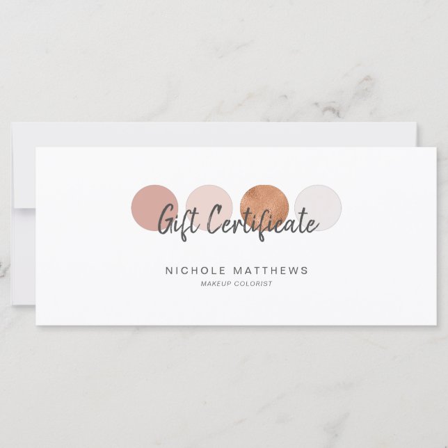Modern Calligraphy Colour Palette Gift Certificate Card (Front)