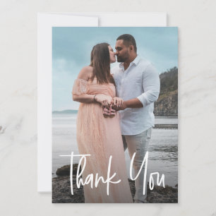 Modern Calligraphy Custom Photo  Baby Shower Thank You Card