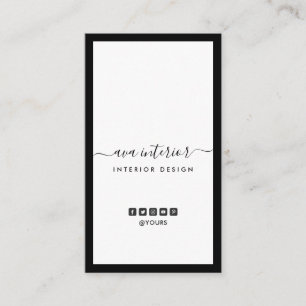 Modern Calligraphy Designer B&W Social Vertical Business Card