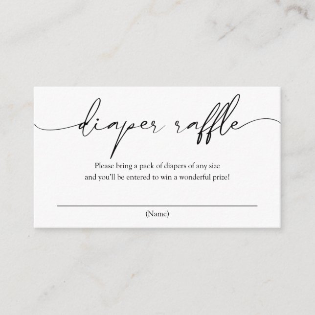 Modern Calligraphy Diaper Raffle Enclosure Card (Front)