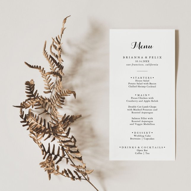Modern Calligraphy Dinner Menu (Creator Uploaded)