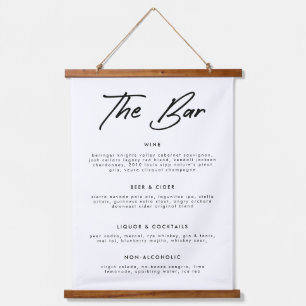 Modern Calligraphy Drinks Wedding Bar Menu Canvas Hanging Tapestry
