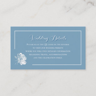 Modern Calligraphy Dusty Blue QR Info Wedding Enclosure Card