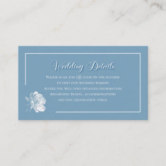 Modern Calligraphy Dusty Blue QR Info Wedding Enclosure Card