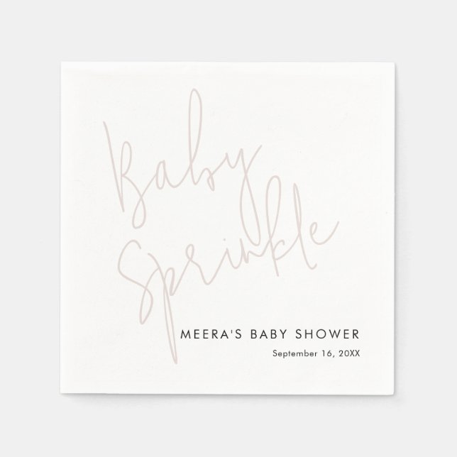 Modern Calligraphy Dusty Pink Baby Sprinkle Napkin (Front)
