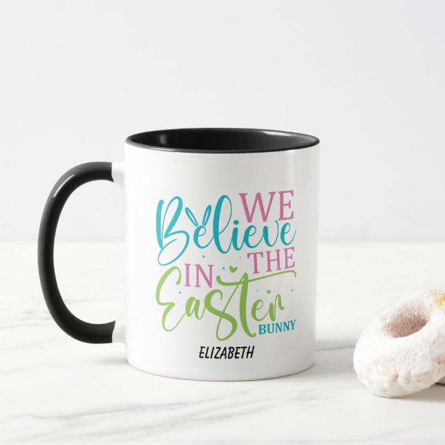 Modern Calligraphy Easter Bunny Mug (With Donut)