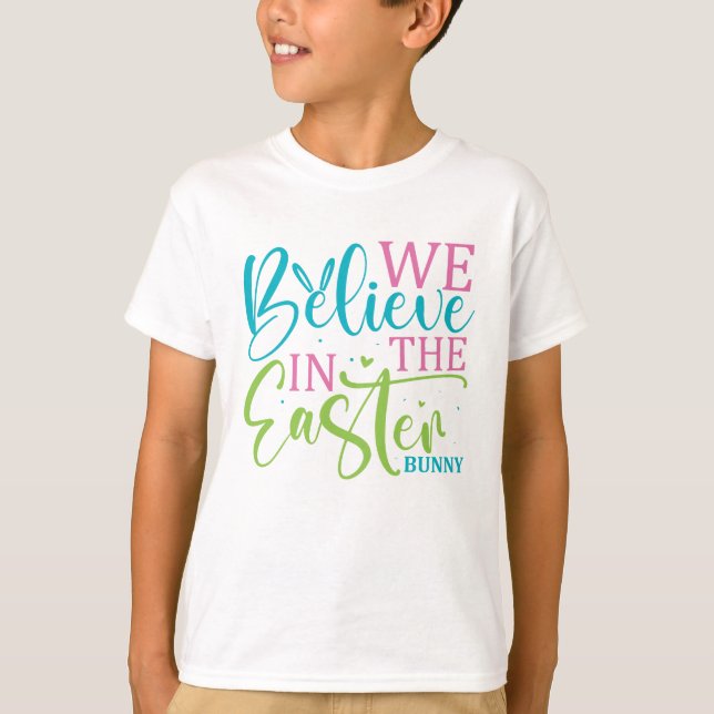 Modern Calligraphy Easter Bunny  T-Shirt (Front)