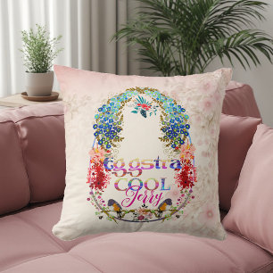 Modern Calligraphy Egg-stra Cool Easter Extra Cute Throw Pillow