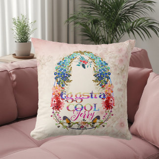 Modern Calligraphy Egg-stra Cool Easter Extra Cute Throw Pillow