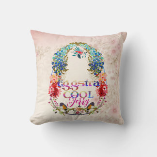 Modern Calligraphy Egg-stra Cool Easter Extra Cute Throw Pillow