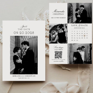 Modern Calligraphy Elegant Calendar Photo Wedding Save The Date