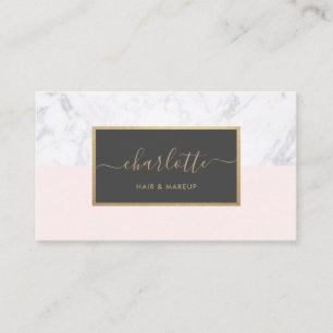 Modern Calligraphy Elegant Gold Blush Pink & Grey Business Card