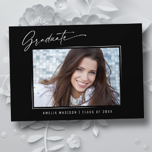 Modern Calligraphy Elegant Ink Script Graduation Announcement