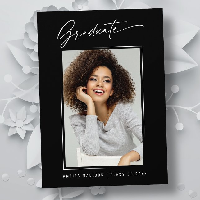 Modern Calligraphy Elegant Ink Script Graduation Announcement (Creator Uploaded)