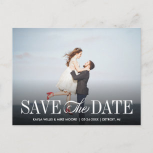 Modern calligraphy elegant landscape photo wedding announcement postcard