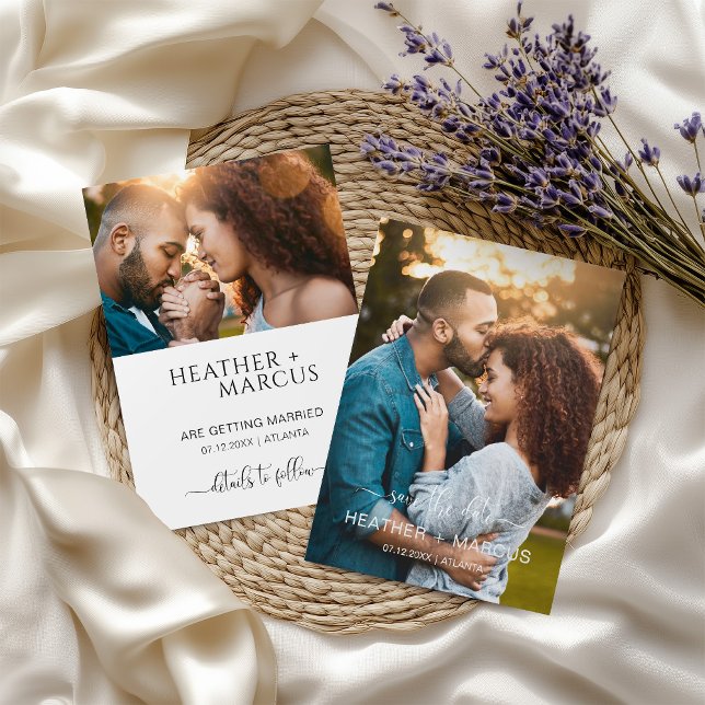 Modern Calligraphy Elegant Photo Save the Date Invitation (Creator Uploaded)