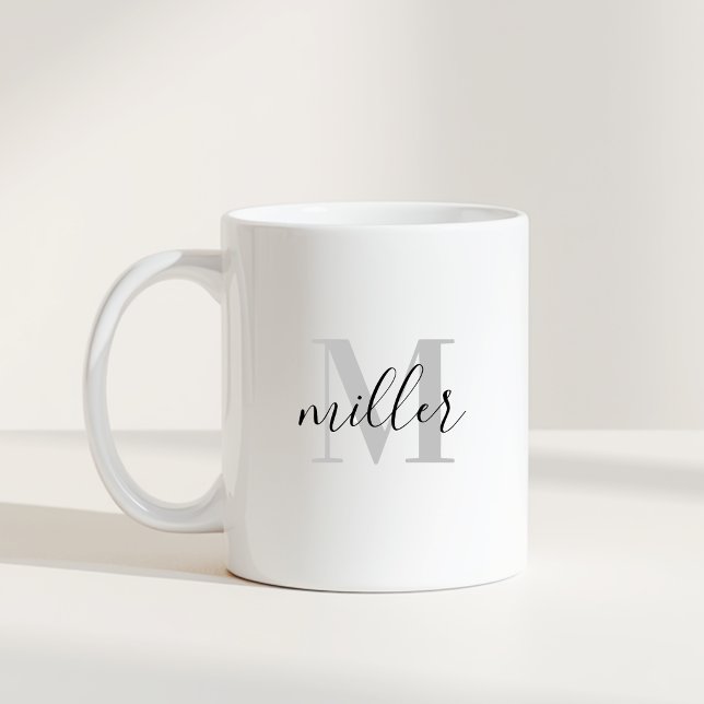 Modern Calligraphy Family Name Monogram Coffee Mug (Creator Uploaded)
