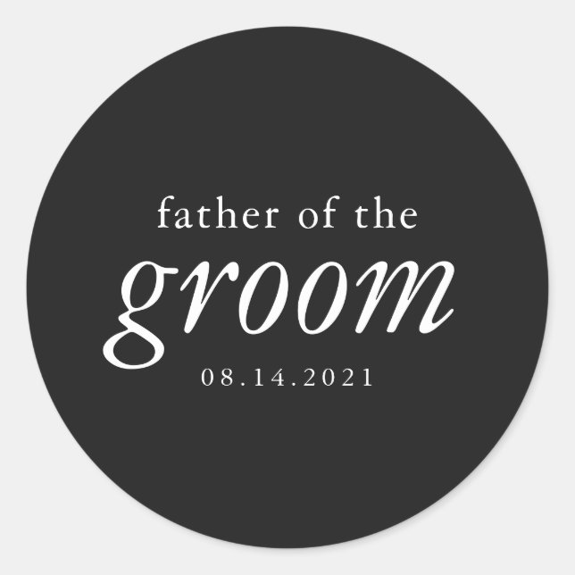 Modern Calligraphy Father of the Groom Wedding Classic Round Sticker (Front)