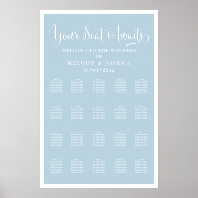 Modern Calligraphy Font DIY color Dusty Blue Poster (Front)