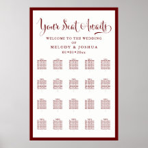 Modern Calligraphy Font DIY colour Seating Chart