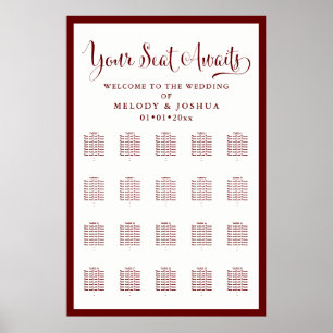 Modern Calligraphy Font DIY colour Seating Chart