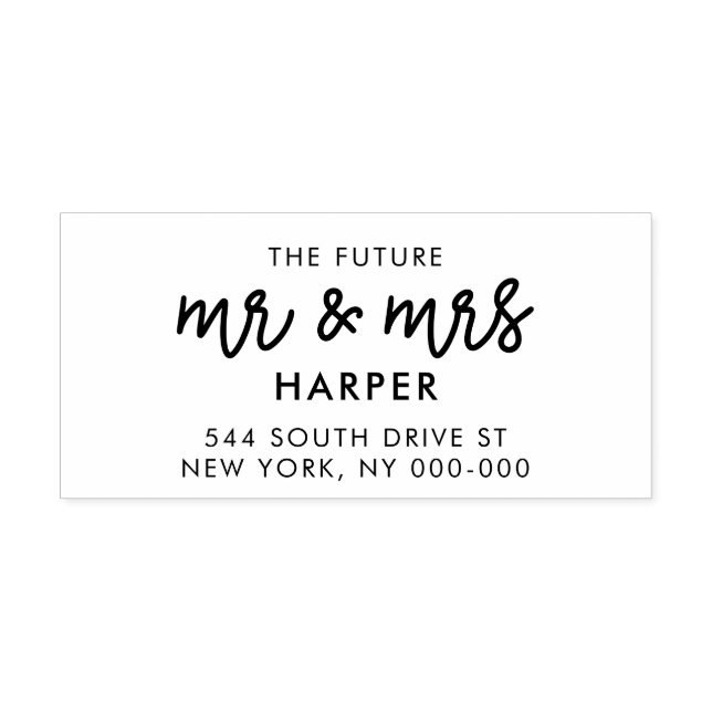 Modern calligraphy future Mr & Mrs return address Rubber Stamp (Imprint)