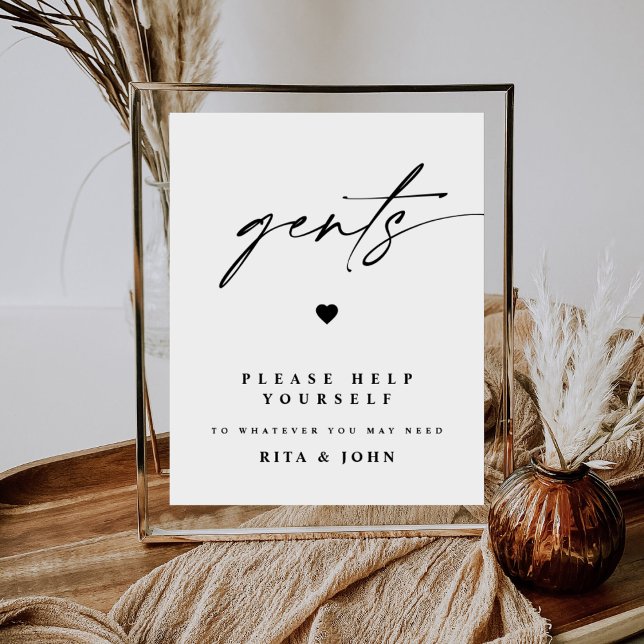 Modern Calligraphy Gents Bathroom Wedding Sign (Creator Uploaded)