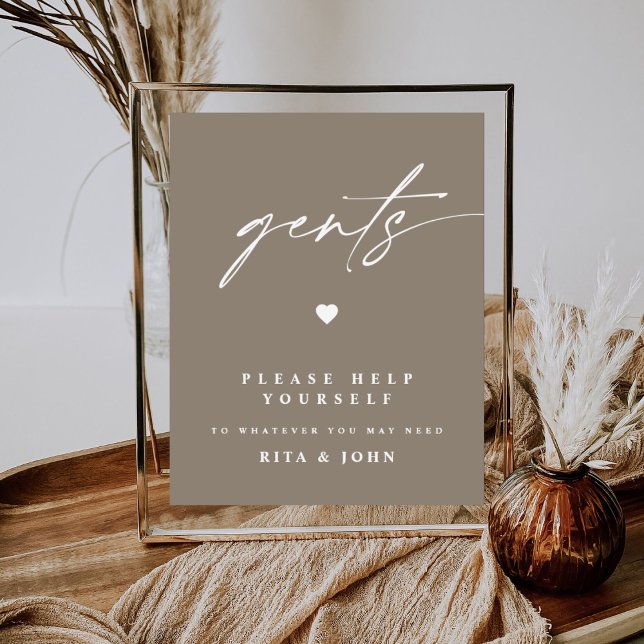 Modern Calligraphy Gents Bathroom Wedding Sign (Creator Uploaded)