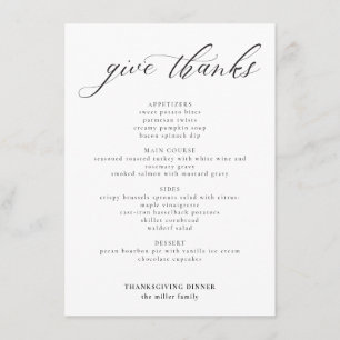 Modern Calligraphy Give Thanks Thanksgiving Menu