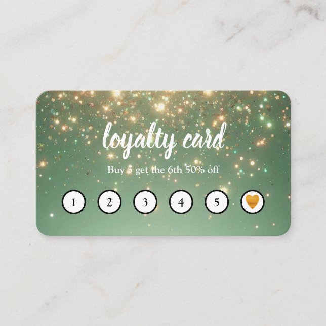 Modern Calligraphy Glitter Minimalist  Loyalty Card (Front)
