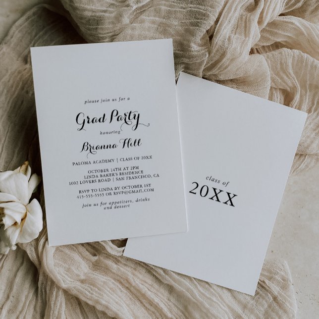 Modern Calligraphy Grad Party Invitation (Creator Uploaded)