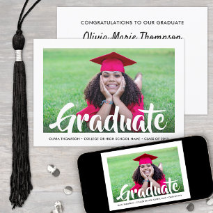 Modern Calligraphy Graduate Photo Graduation Party Invitation