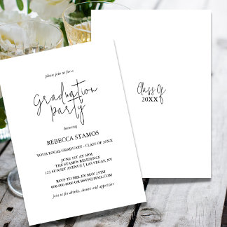 Modern Calligraphy Graduation Party Invitation
