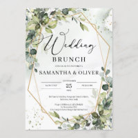 Modern Calligraphy greenery gold wedding brunch